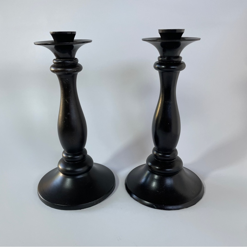Pottery Barn Black Candle Holders